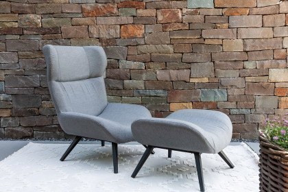 Elin aus der SCHÖNER WOHNEN-Kollektion - Gartensessel inklusive Hocker in Grau