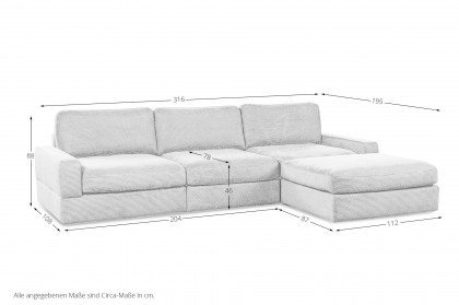 Napoli-LE22 von Sit & More - Polsterecke Variante rechts blau-grau