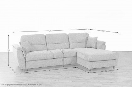 Deva von Matex - Ecksofa rechts grau