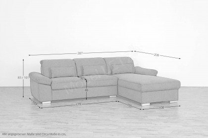 Delta-LE23 von Grant Factory - Ecksofa rechts grau