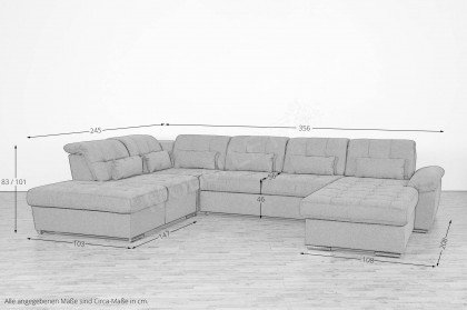 Delta-LE23 von Matex - XXL-Sofa links grau
