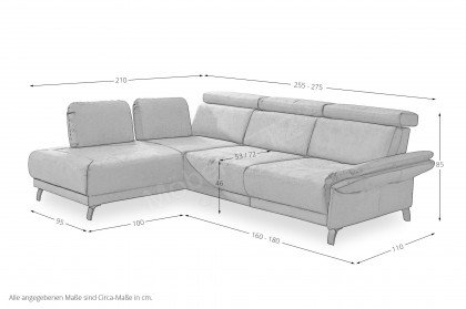 Rhodos von Dietsch - Ecksofa Variante links tabac