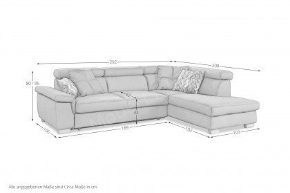 Dandy von ALINA - Eckgarnitur Variante rechts grau
