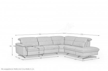 1352 von Himolla - Ledersofa Ausführung rechts bright