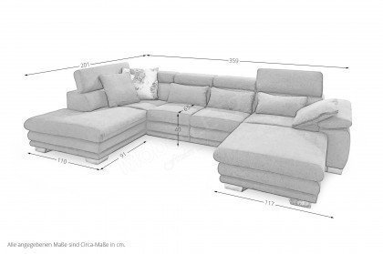 Moda 2047 von ALINA - Wohnlandschaft Variante links dunkelgrau