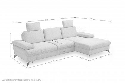 Morris von Sit & More - Eckgarnitur Variante rechts steel