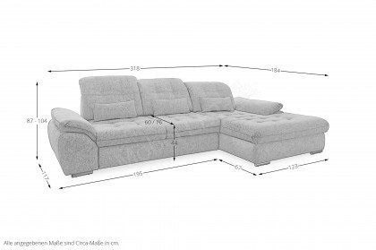 Rigatti-LE24 von Benformato - Ecksofa Ausführung rechts hellblau