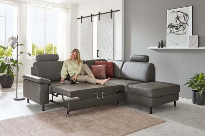 PN-EM15047 von Polinova - Ledersofa Variante rechts grau