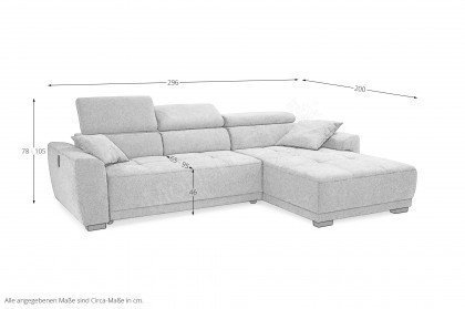 Domino-LE25 von Job - Ecksofa Ausführung rechts mittelgrau