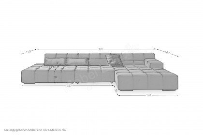 Temple von designwerk - Ecksofa rechts navy-blue