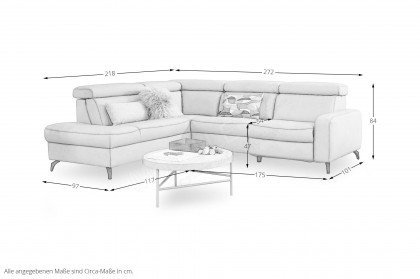 9566 von Himolla - Ledersofa Ausführung links asche