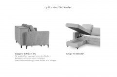 HU-LS23121 von Hukla - Ecksofa rechts mit Schlaffunktion silver