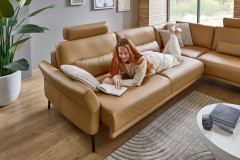 PN-EM24126 von Polinova - Ledersofa Ausführung rechts honey