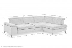 MP-IN25051 von Megapol - Ecksofa rechts silver-stone