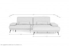 Studio Sofa 001 von JOOP! - Ledersofa Ausführung rechts pearl