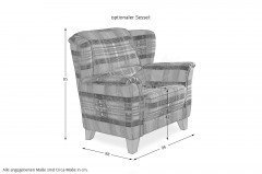 S192 London Classic von Ponsel - Polstergarnitur rot-kariert