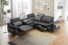 HU-RL16013 von Hukla - Echtledersofa Variante rechts schwarz