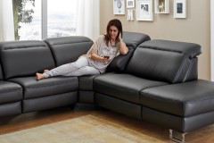 HU-RL16013 von Hukla - Echtledersofa Variante rechts schwarz