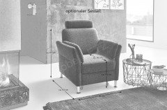 Valeria von Planpolster - Wohnlandschaft Variante links steel