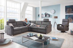 PN-EM16033 von Polinova - Ledergarnitur grau