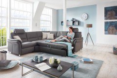 PN-EM16033 von Polinova - Ledergarnitur grau