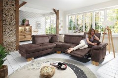 Nanuk von Lebenswert - Ecksofa Variante links braun