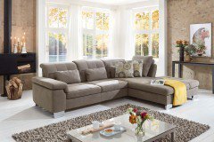 Sucki III von Lebenswert - Eckgarnitur Ausführung rechts nougat