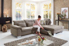 Sucki III von Lebenswert - Eckgarnitur Ausführung rechts nougat