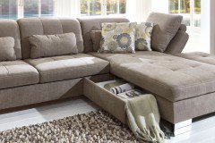 Sucki III von Lebenswert - Eckgarnitur Ausführung rechts nougat