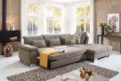 Sucki III von Lebenswert - Eckgarnitur Ausführung rechts nougat