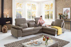 Sucki III von Lebenswert - Eckgarnitur Ausführung rechts nougat