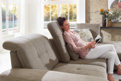 Sucki III von Lebenswert - Eckgarnitur Ausführung rechts nougat