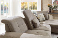 Sucki III von Lebenswert - Eckgarnitur Ausführung rechts nougat