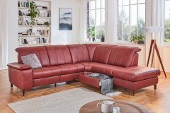 Lester von Polsteria - Ledergarnitur Ausführung rechts bordeaux