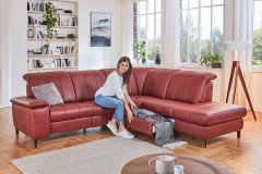 Lester von Polsteria - Ledergarnitur Ausführung rechts bordeaux