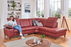 Lester von Polsteria - Ledergarnitur Ausführung rechts bordeaux