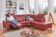 Lester von Polsteria - Ledergarnitur Ausführung rechts bordeaux