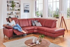 Lester von Polsteria - Ledergarnitur Ausführung rechts bordeaux