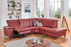 Lester von Polsteria - Ledergarnitur Ausführung rechts bordeaux