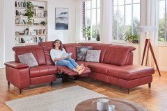 Lester von Polsteria - Ledergarnitur Ausführung rechts bordeaux