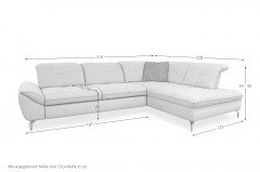 6627 von ALINA - Ecksofa silber rechts
