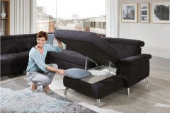 Lava-2.0-XC von Polsteria - Wohnlandschaft links dunkelblau