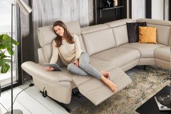 Trapani von Polsteria - Ledergarnitur Ausführung rechts ecru