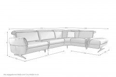 Trapani von Polsteria - Ledergarnitur Ausführung rechts ecru