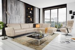 Trapani von Polsteria - Ledergarnitur Ausführung rechts ecru