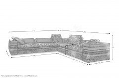 Opera-LE22 von Schröno - Polstersofa rechts rot-blau-grün gemustert