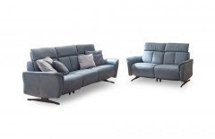 Lorenzo von Polsteria - Ledergarnitur grey-blue