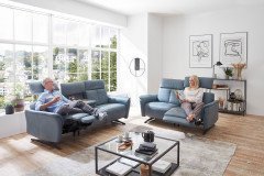 Lorenzo von Polsteria - Ledergarnitur grey-blue