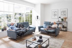 Lorenzo von Polsteria - Ledergarnitur grey-blue