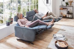 Lorenzo von Polsteria - Ledergarnitur grey-blue